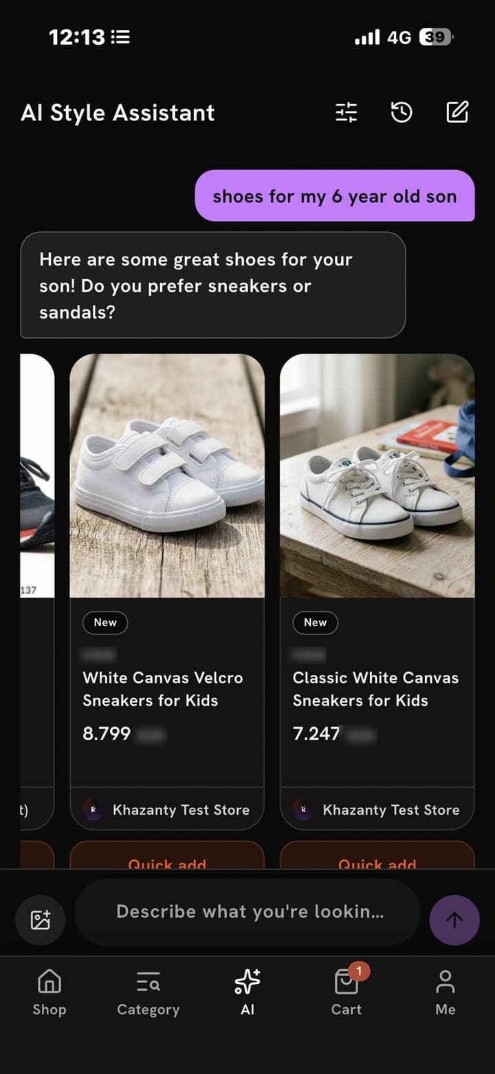 The AI style assistant suggesting an outfit
