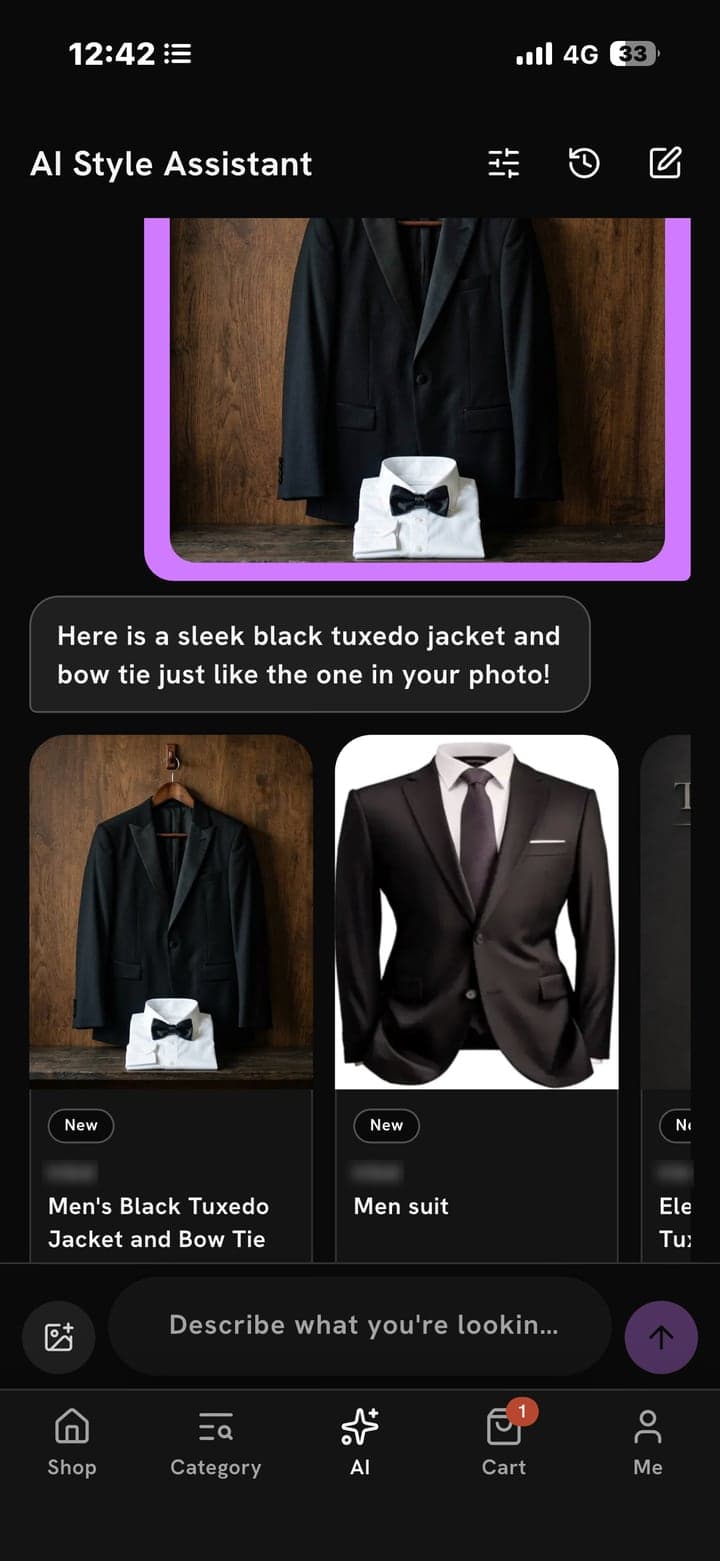 Search by photo: similar products matched to a picture