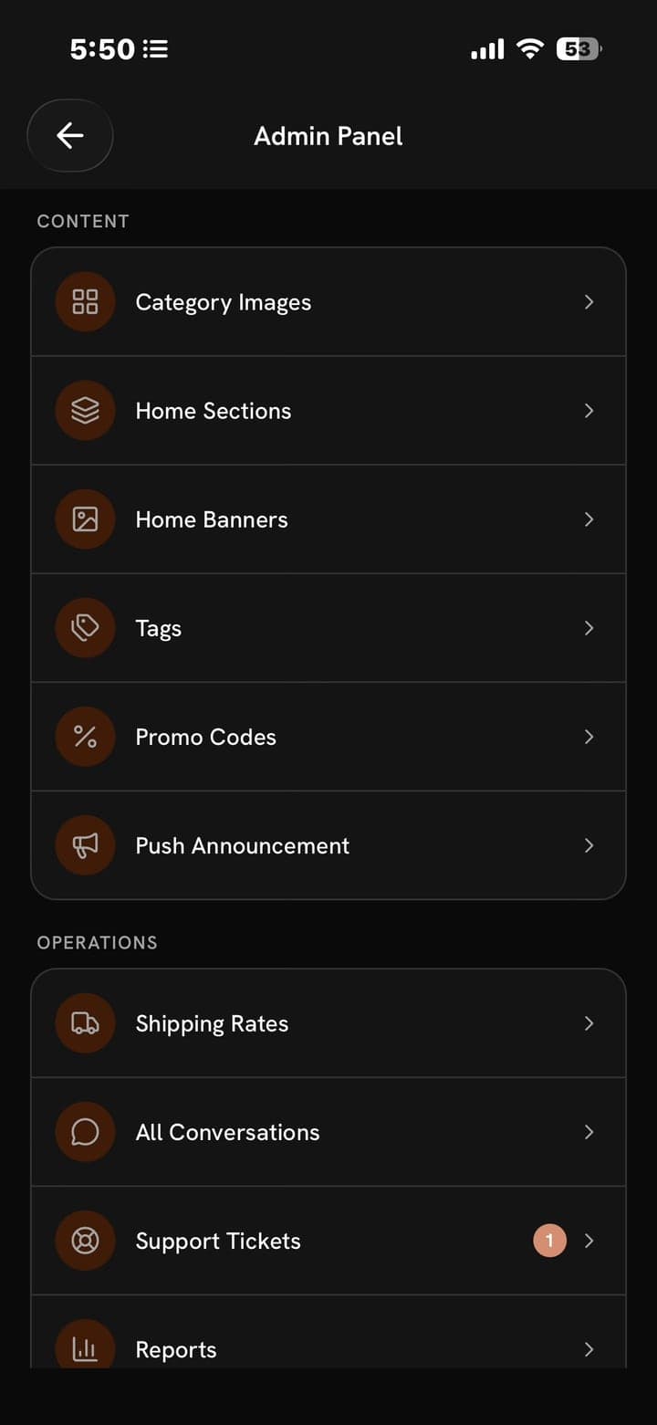 Khazanty Operations screen