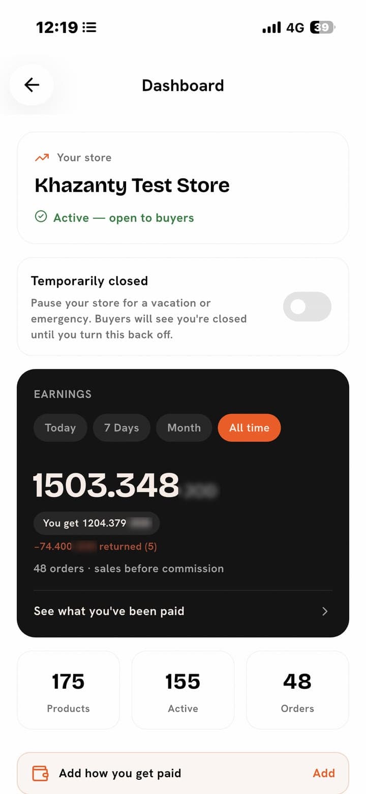 Khazanty Operations screen