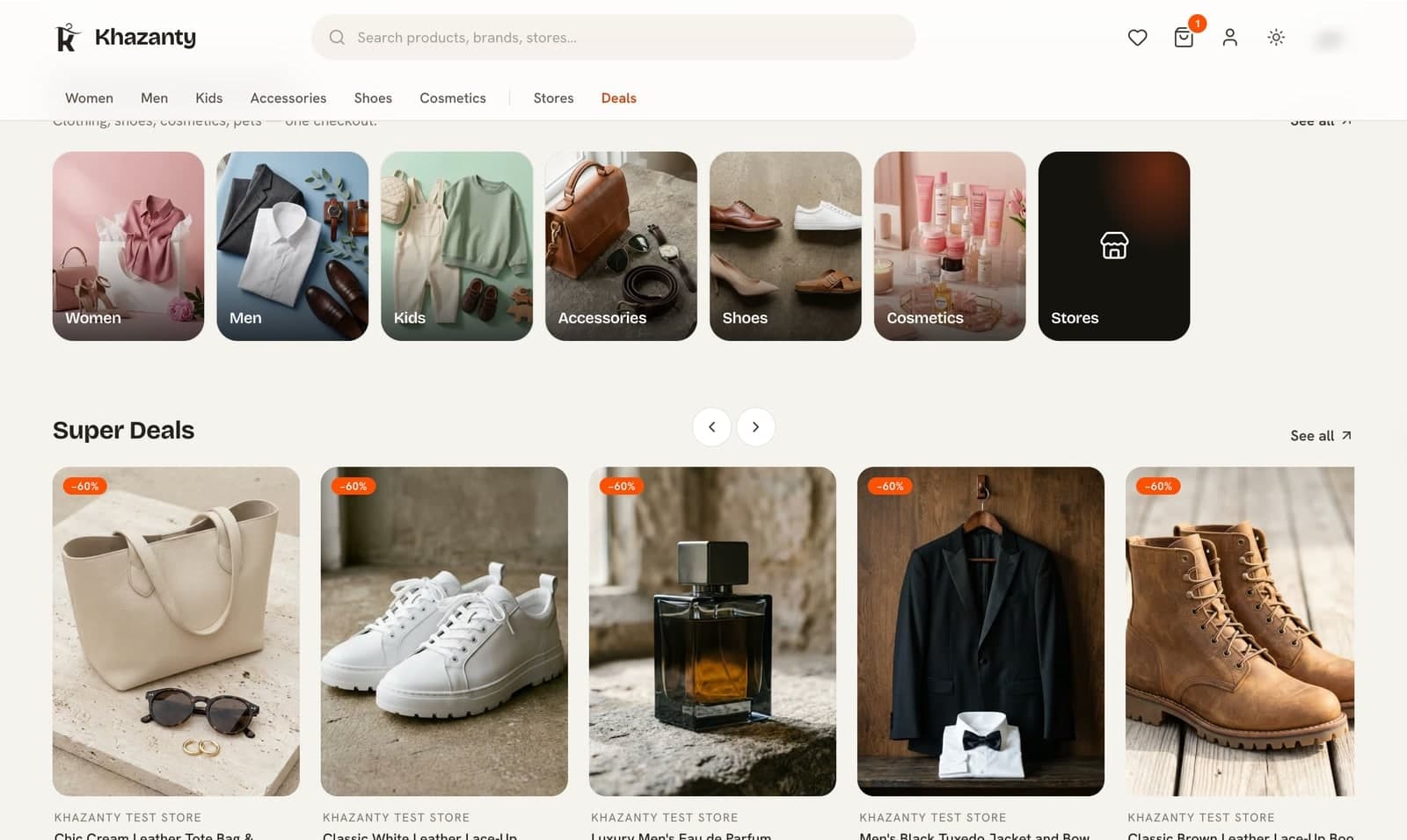 Khazanty Storefront screen