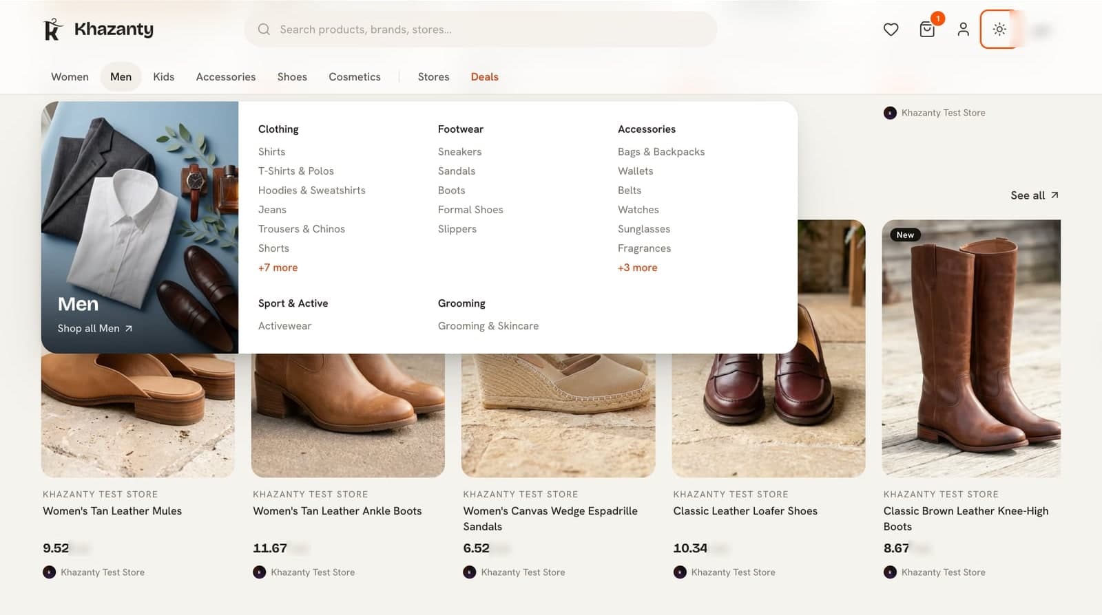 Khazanty Storefront screen